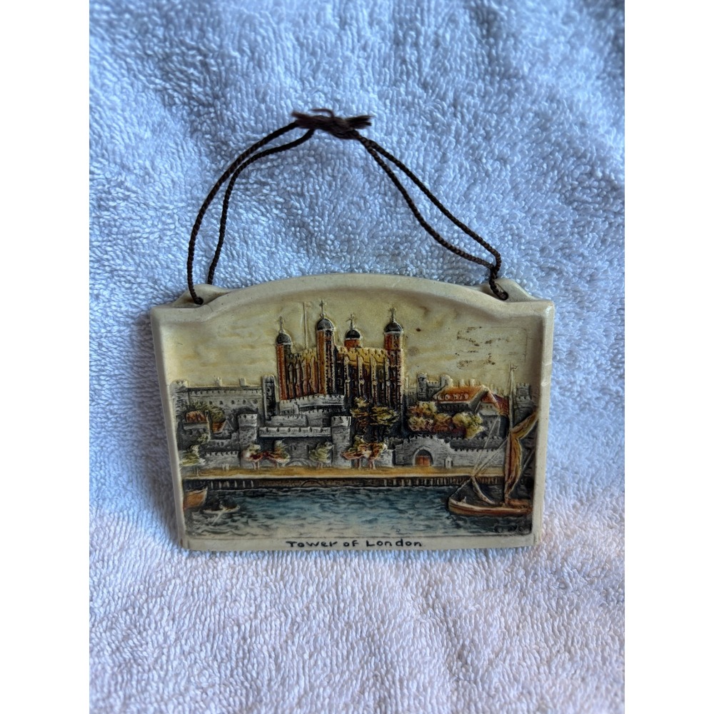 *VINTAGE* ANTIQUE 1921 IVOREX PLAQUE-TOWER OF LONDON-3D RELIEF B OSBORNE ENGLAND